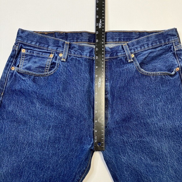 Levis 501 0115 Jeans Dark Rigid Denim Men’s 38x32 Y2K Button Fly - Picture 12 of 13